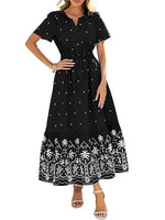 Women's Casual Summer Boho V-Neck Maxi Dress（White）
