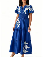 Women's Casual Printed Smocked Waist Maxi Dress