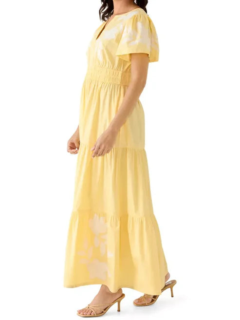 Women's Casual Printed Smocked Waist Maxi Dress