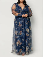 Layla Tulle Casual Maxi Dress | Blue + Golden Floral