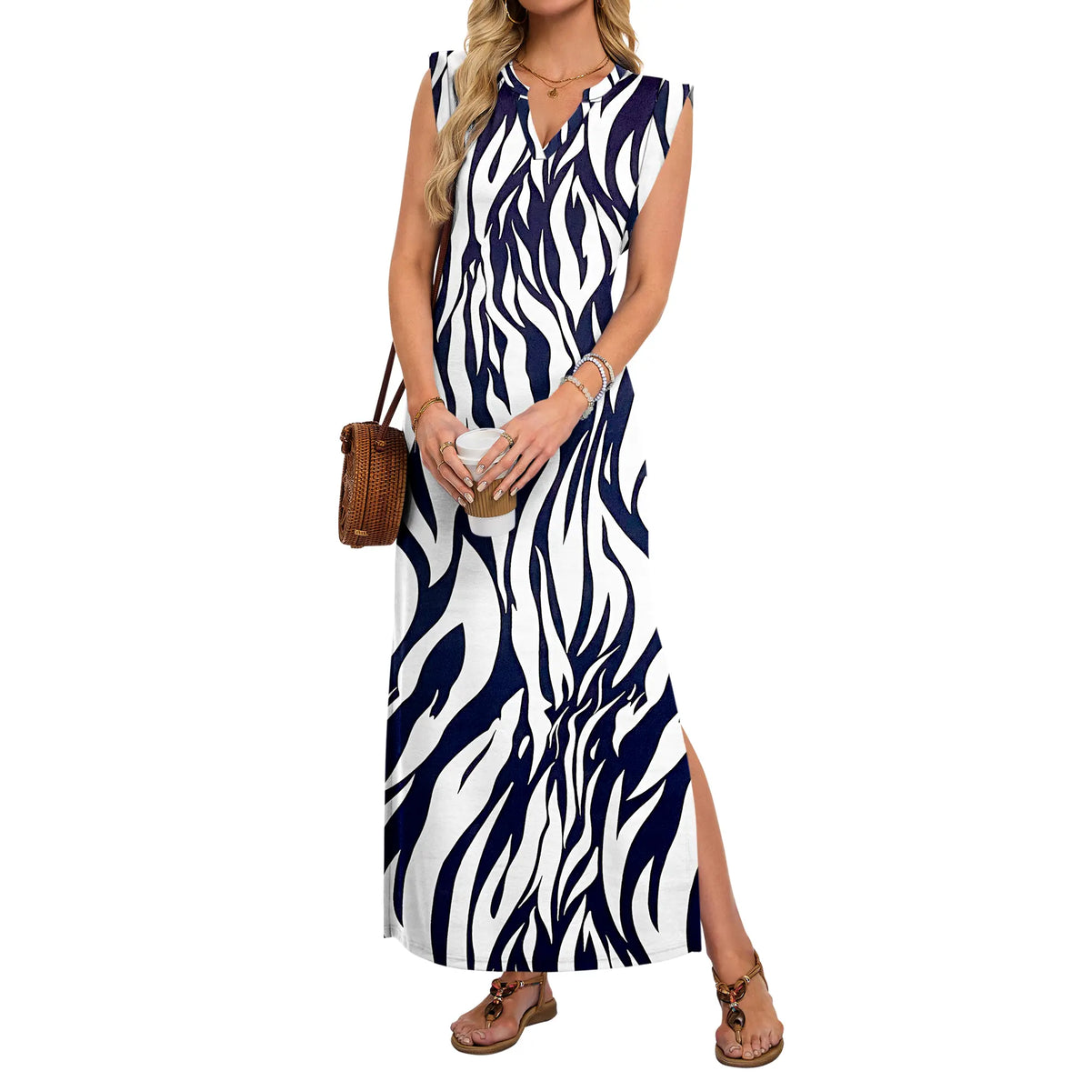 Summer Dresses for Women 2026 Wrink Free Beach Vacation Dress Sundresses Ladies Tropical Pockets Maxi Dress
