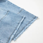 Women’s High-Waist Drawstring Wide-Leg Denim Jeans with Pockets