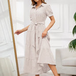 Women’s Button-Down Striped Maxi Dress with Belt