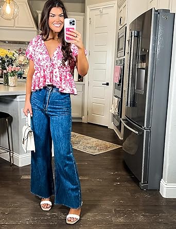 Supgoreou Women's Wide Leg Jeans: High Waisted Trendy Flare for Effortless Chic