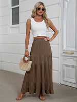 Women's Mock-Neck Matching Set: Effortless Wrinkle-Free Knit Midi Skirt Outfit