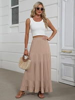 Women's Mock-Neck Matching Set: Effortless Wrinkle-Free Knit Midi Skirt Outfit
