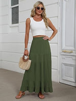Women's Mock-Neck Matching Set: Effortless Wrinkle-Free Knit Midi Skirt Outfit