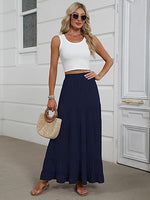 Women's Mock-Neck Matching Set: Effortless Wrinkle-Free Knit Midi Skirt Outfit