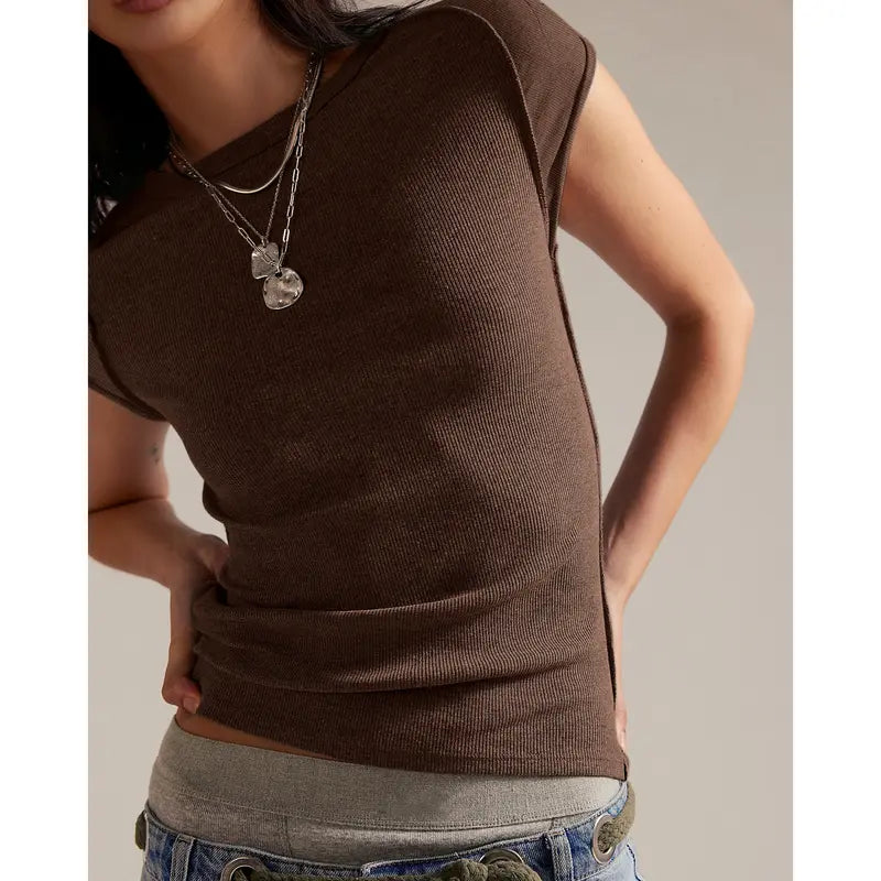 Women’s Summer Casual Crew Neck Fitted Sleeveless Top