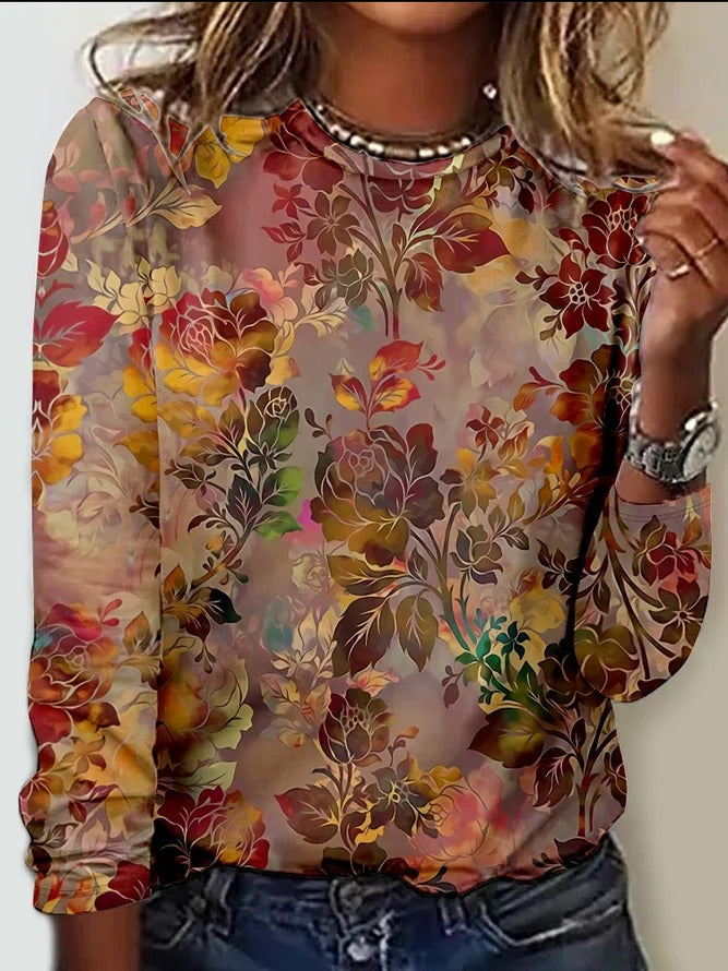 Vintage Flower Print Casual Shirt