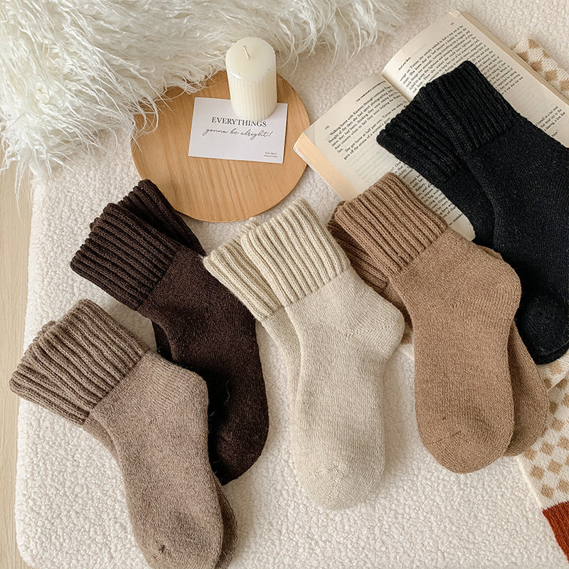 Solid Color Thick Terry Socks 5 Packs