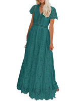 Women's V-Neck Short Sleeve Floral Lace Dress