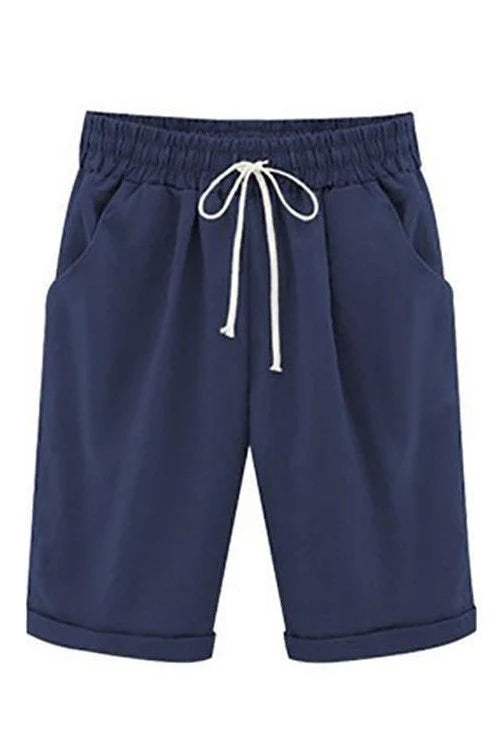 Plain with Pockets Sashes Holiday Loose Shorts (9 Colors)