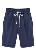 Plain with Pockets Sashes Holiday Loose Shorts (9 Colors)