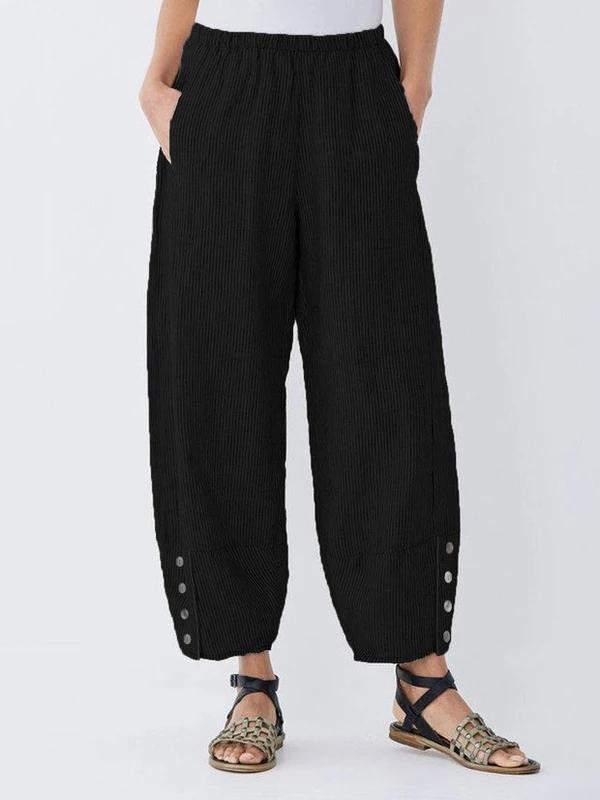 Women's Stripe with Pockets Casual Loose Pants