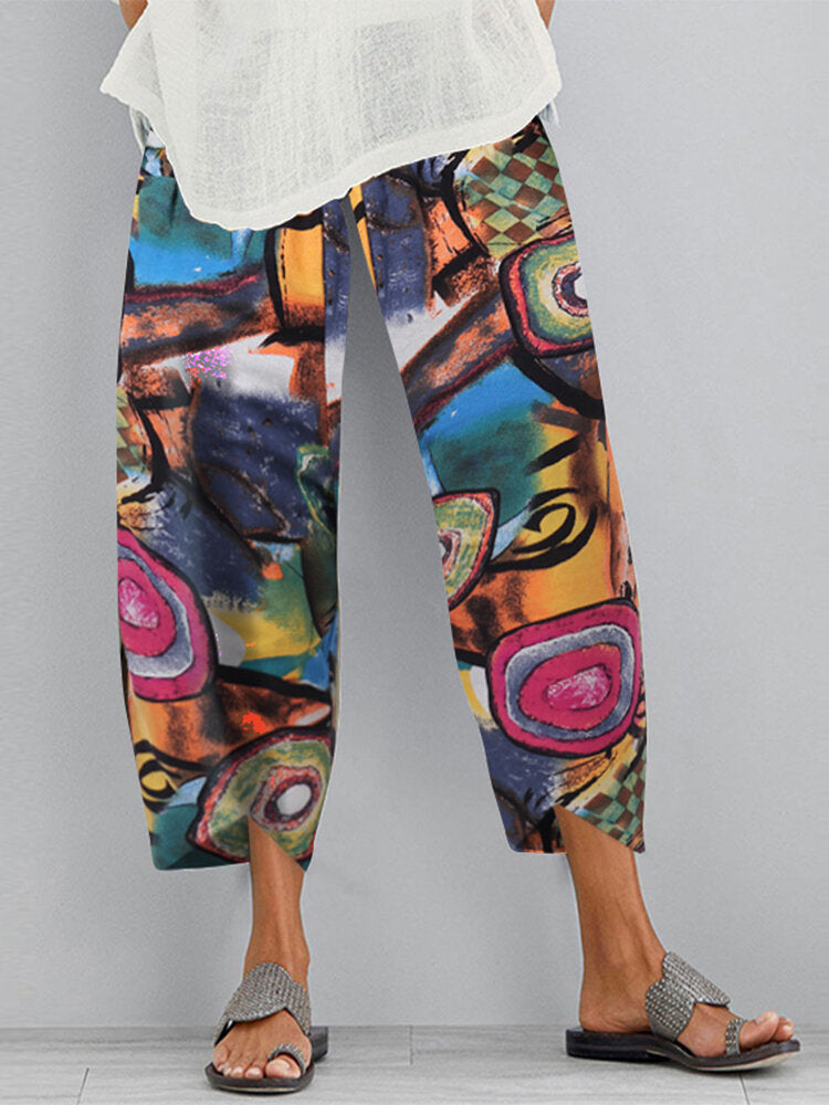 Graffiti Print with Pockets Loose Pants