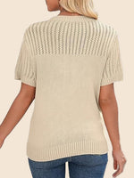 Women's Summer Hollow Out Short Sleeve Knit Tops
