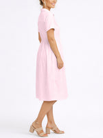 Women's Striped Cotton Shirt Dress with Pockets