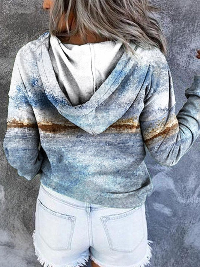 Abstract Graphic Print Casual Shift Hoodie Sweatshirt