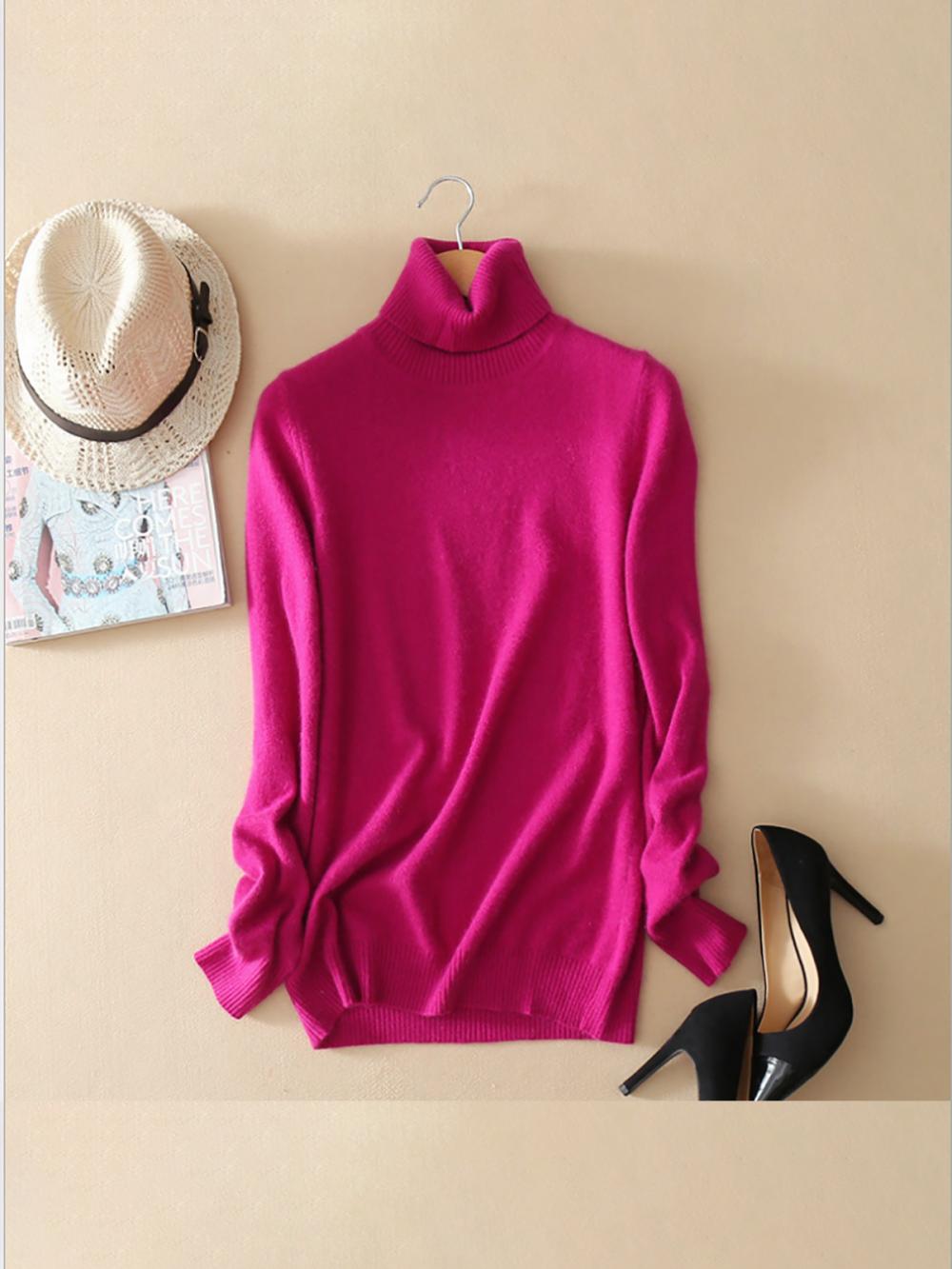 Solid Color Casual High Neck Long Sleeves Sweater