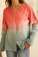 Plain Casual Round Neck Long Sleeves Blouse