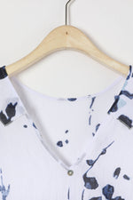 White Floral Print Sleeveless Plus Size Shirt