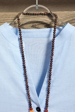 Solid Color Buttons V-neck Long Sleeves Blouse