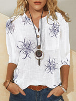 Floral Print Buttons Long Sleeves Blouse