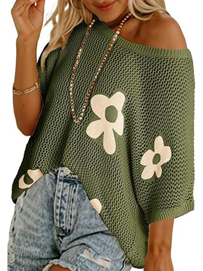 Summer 2026 Short Sleeve Floral Crochet Tops