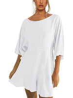 Women¡®s Casual Short Sleeve Romper With Pockets