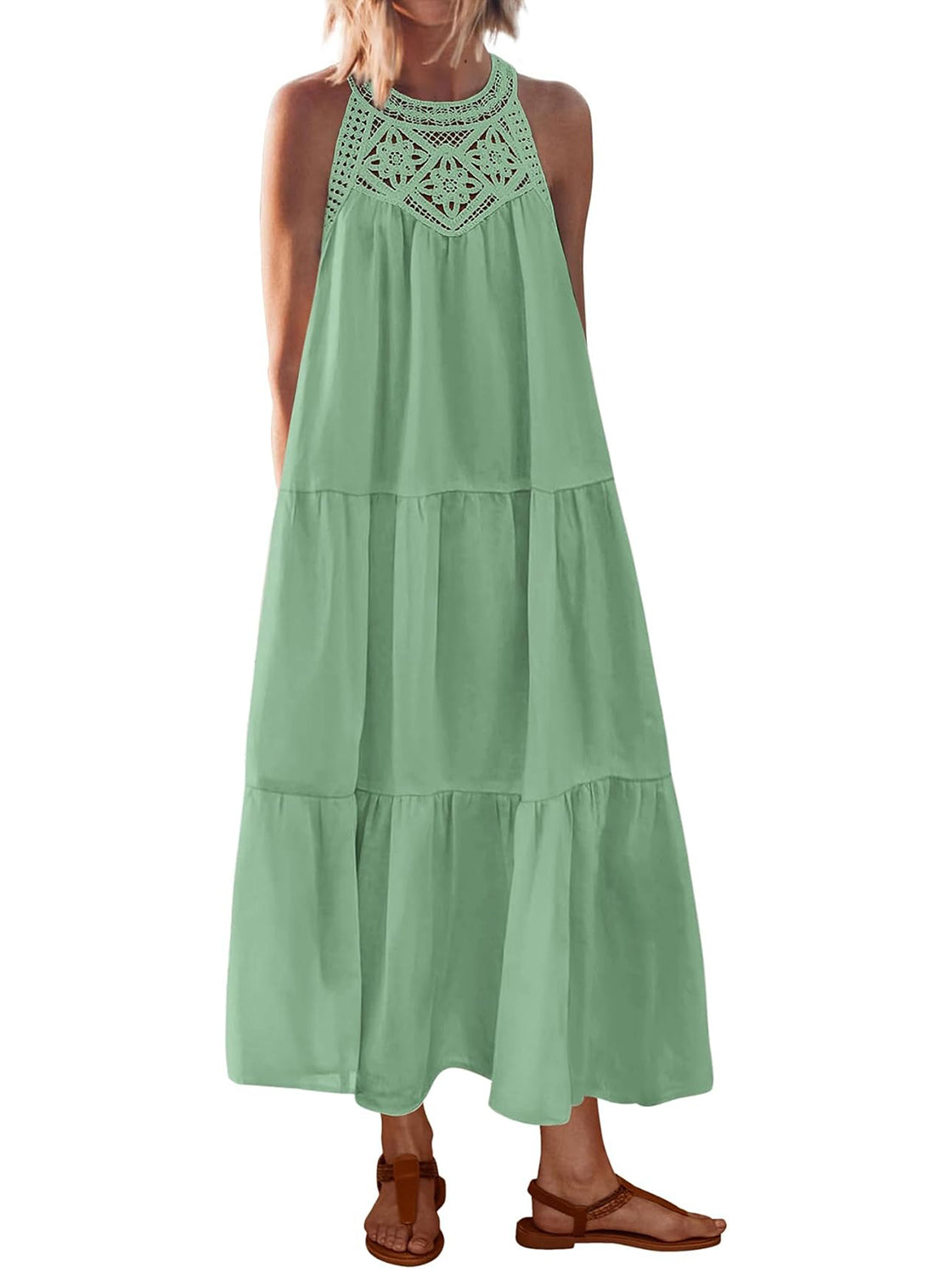 2026 Women's Boho Sleeveless Hollow Out Maxi Dress