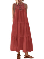 2026 Women's Boho Sleeveless Hollow Out Maxi Dress